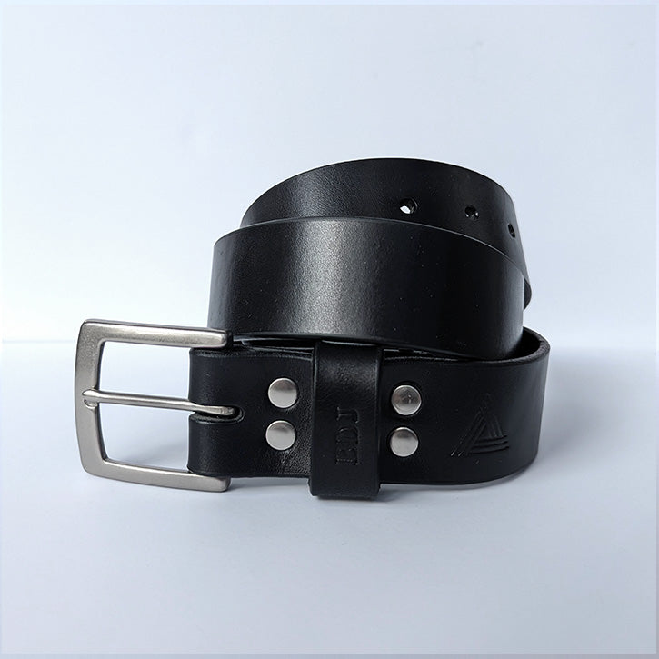 Embossed Leather TB Belt in Black - Women
